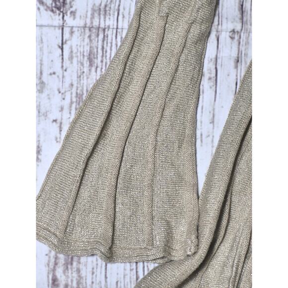 Lauren Michelle Metallic Gold Ribbed Knit Open-Front Duster Cardigan Women Small - Picture 2 of 7